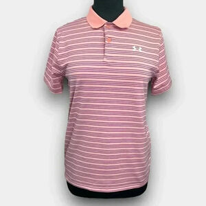 UNDER ARMOUR Performance Polo Stripe youth large peach/blue/white‎